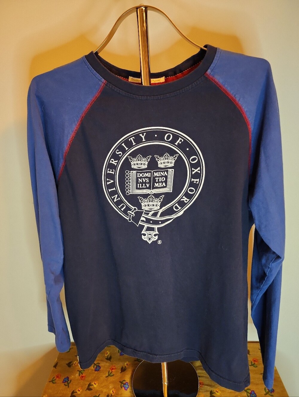 Official Oxford University Mens' Navy & Blue Long-Sleeve T With Seal Size Large